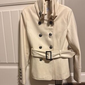 Black Rivet Cream Double-Breasted Trench Coat